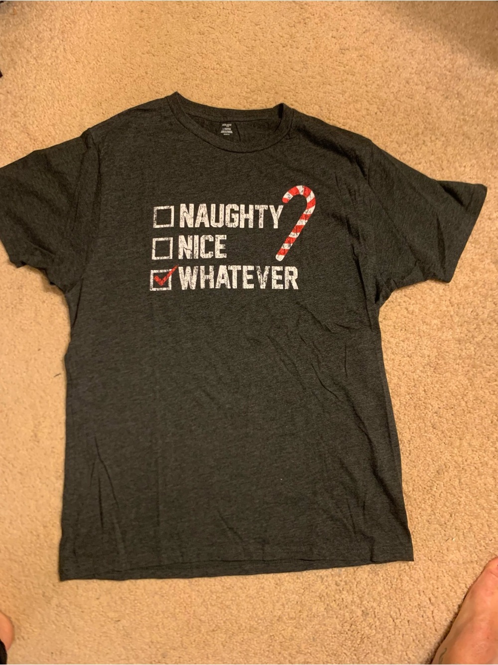 Whatever Check Graphic Tee - Dark Gray